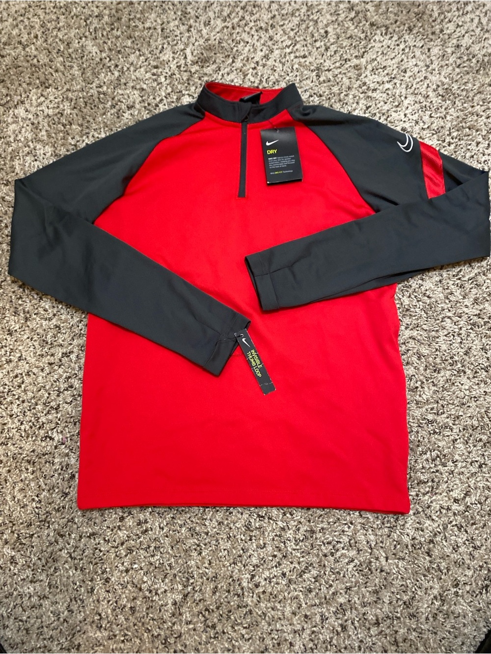 Nike Dri-FIT Youth Unisex 1/4 Zip Long Sleeve Shirt Red/Black Large (BV6942-657)